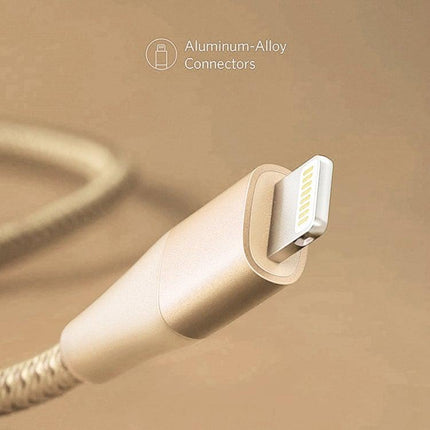 ANKER A8452 Powerline+ II USB to 8 Pin Apple MFI Certificated Nylon Pullable Carts Charging Data Cable, Length: 0.9m(Gold)-garmade.com