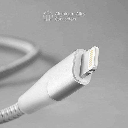 ANKER A8452 Powerline+ II USB to 8 Pin Apple MFI Certificated Nylon Pullable Carts Charging Data Cable, Length: 0.9m(Silver)-garmade.com