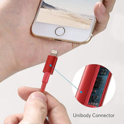 ANKER USB to 8 Pin Apple MFI Certificated Nylon Weaving Charging Data Cable, Length: 1m(Red)-garmade.com