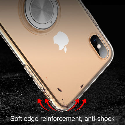 Transparent TPU Metal Ring Case for iPhone XS, with Metal Ring Holder (Transparent)-garmade.com