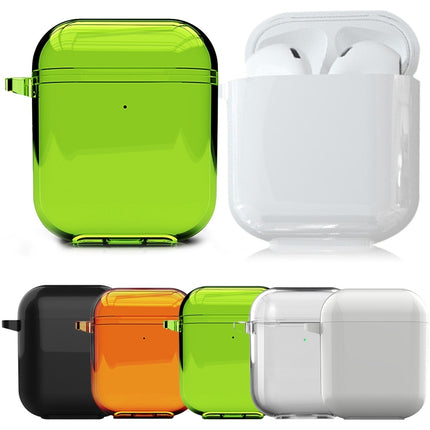 For Airpods1/2 Simple Fluorescent Solid Color Apple Earphone Cover (Transparent)-garmade.com