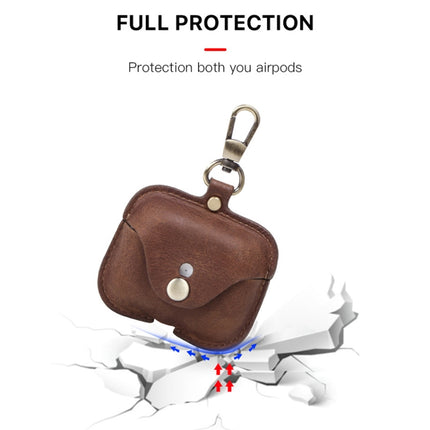 CF1108 For AirPods Pro Crazy Horse Texture Earphone Protective Leather Case with Hook(Wine Red)-garmade.com