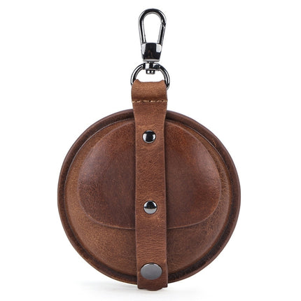 CF1042B For AirPods Pro Crazy Horse Texture Convenient Multifunction Earphone Protective Leather Case with Hook(Brown)-garmade.com