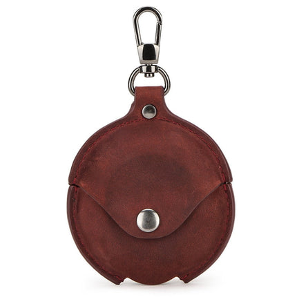 CF1111 For Huawei FreeBuds 3 Crazy Horse Texture Clamshell Earphone Protective Leather Case with Hook(Wine Red)-garmade.com