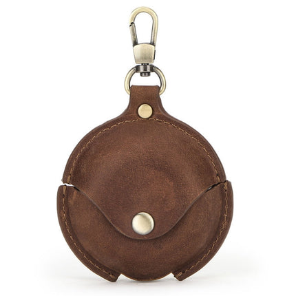 CF1111 For Huawei FreeBuds 3 Crazy Horse Texture Clamshell Earphone Protective Leather Case with Hook(Brown)-garmade.com