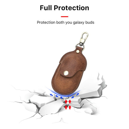 CF1109 For Galaxy Buds Crazy Horse Texture Clamshell Earphone Protective Leather Case with Hook (Sapphire Blue)-garmade.com