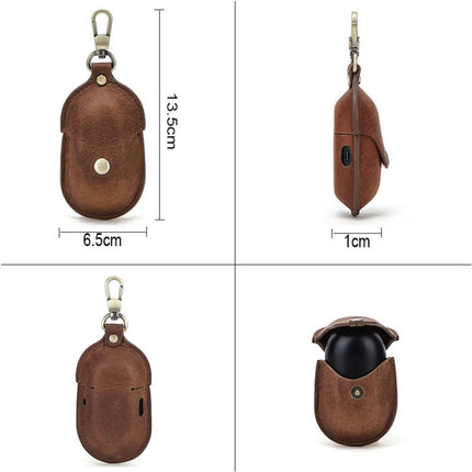 CF1109 For Galaxy Buds Crazy Horse Texture Clamshell Earphone Protective Leather Case with Hook (Wine Red)-garmade.com