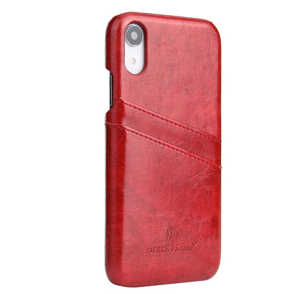 Fierre Shann Retro Oil Wax Texture PU Leather Case for iPhone XR, with Card Slots(Red)-garmade.com