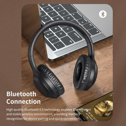 ROCK Space O2 HiFi Bluetooth 5.0 Wireless Headset with Mic, Support TF Card(Black)-garmade.com