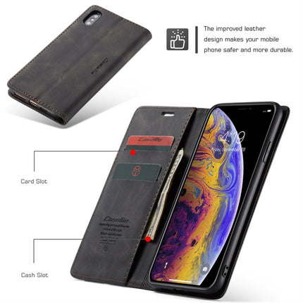 CaseMe-013 Multifunctional Retro Frosted Horizontal Flip Leather Case for iPhone X / XS, with Card Slot & Holder & Wallet(Black)-garmade.com