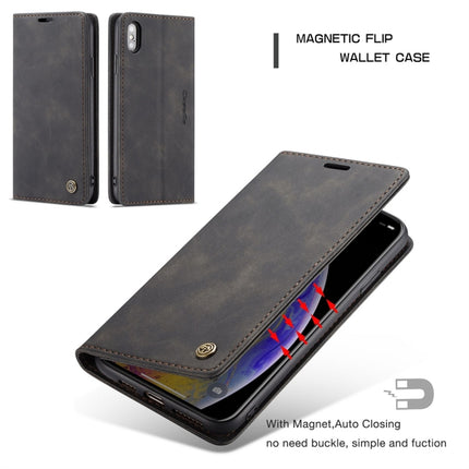 CaseMe-013 Multifunctional Retro Frosted Horizontal Flip Leather Case for iPhone X / XS, with Card Slot & Holder & Wallet(Black)-garmade.com