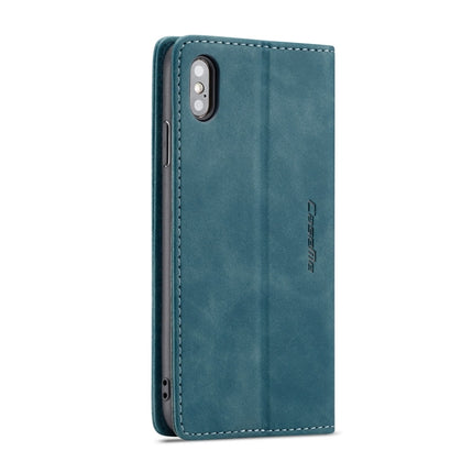 CaseMe-013 Multifunctional Retro Frosted Horizontal Flip Leather Case for iPhone X / XS, with Card Slot & Holder & Wallet(Blue)-garmade.com