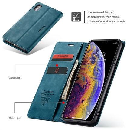 CaseMe-013 Multifunctional Retro Frosted Horizontal Flip Leather Case for iPhone X / XS, with Card Slot & Holder & Wallet(Blue)-garmade.com