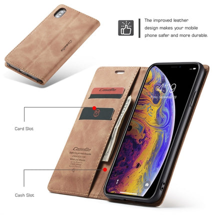 CaseMe-013 Multifunctional Retro Frosted Horizontal Flip Leather Case for iPhone X / XS, with Card Slot & Holder & Wallet(Brown)-garmade.com