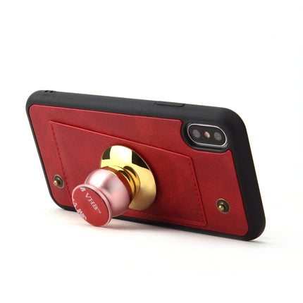 Cowhide Texture Magnetic Absorption Detachable Horizontal Flip Leather Case for iPhone X / XS, with Holder & Card Slots & Wallet (Red)-garmade.com