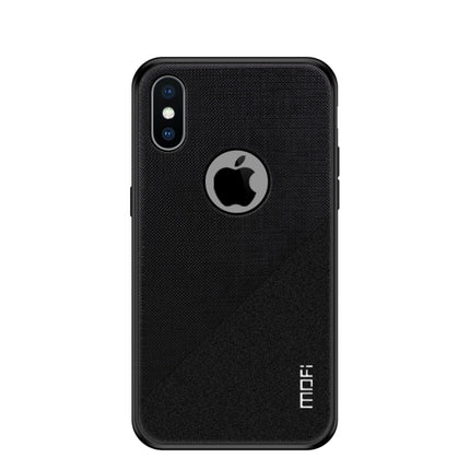 MOFI Shockproof TPU + PC + Cloth Pasted Case for iPhone XS(Black)-garmade.com