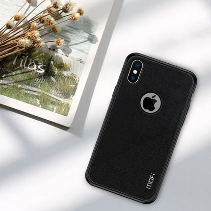 MOFI Shockproof TPU + PC + Cloth Pasted Case for iPhone XS(Black)-garmade.com