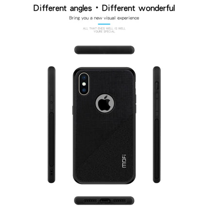 MOFI Shockproof TPU + PC + Cloth Pasted Case for iPhone XS(Black)-garmade.com