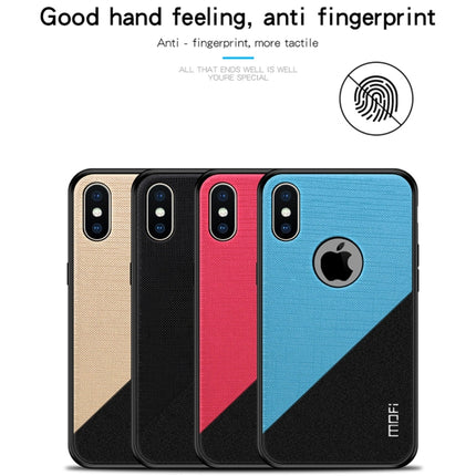 MOFI Shockproof TPU + PC + Cloth Pasted Case for iPhone XS(Gold)-garmade.com