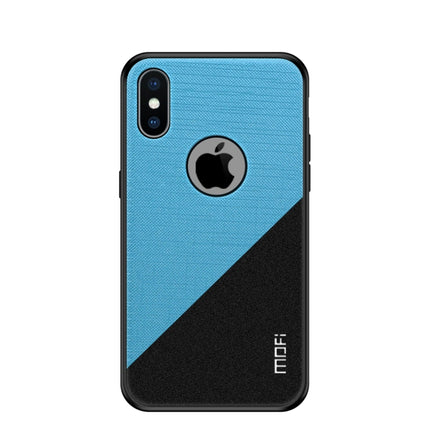 MOFI Shockproof TPU + PC + Cloth Pasted Case for iPhone XS(Blue)-garmade.com