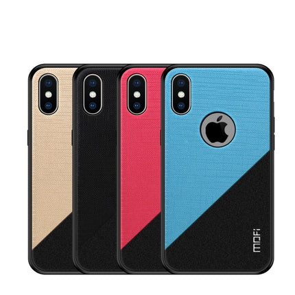 MOFI Shockproof TPU + PC + Cloth Pasted Case for iPhone XS(Gold)-garmade.com