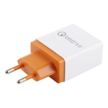 AR-QC-03 2.1A 3 USB Ports Quick Charger Travel Charger, EU Plug (Orange)-garmade.com