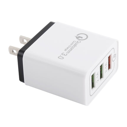 AR-QC-03 2.1A 3 USB Ports Quick Charger Travel Charger, US Plug(Black)-garmade.com