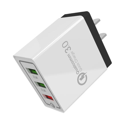 AR-QC-03 2.1A 3 USB Ports Quick Charger Travel Charger, US Plug(Black)-garmade.com
