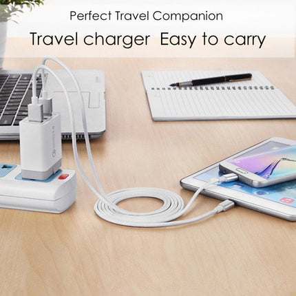 AR-QC-03 2.1A 3 USB Ports Quick Charger Travel Charger, US Plug(Black)-garmade.com