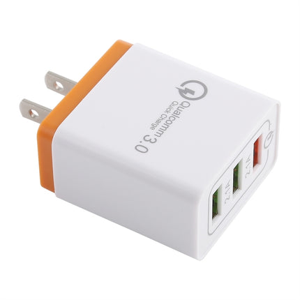 AR-QC-03 2.1A 3 USB Ports Quick Charger Travel Charger, US Plug (Orange)-garmade.com