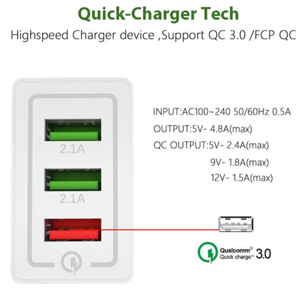 AR-QC-03 2.1A 3 USB Ports Quick Charger Travel Charger, US Plug (Orange)-garmade.com