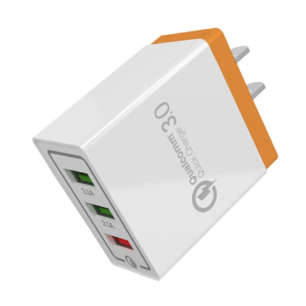 AR-QC-03 2.1A 3 USB Ports Quick Charger Travel Charger, US Plug (Orange)-garmade.com