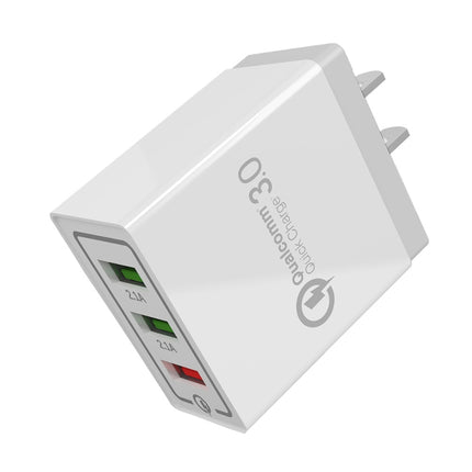 AR-QC-03 2.1A 3 USB Ports Quick Charger Travel Charger, US Plug (Grey)-garmade.com