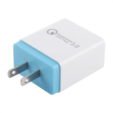AR-QC-03 2.1A 3 USB Ports Quick Charger Travel Charger, US Plug (Blue)-garmade.com