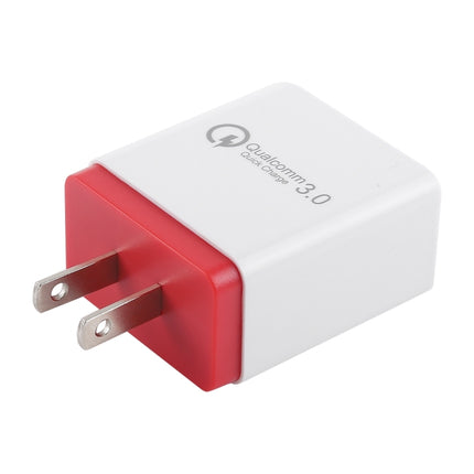 AR-QC-03 2.1A 3 USB Ports Quick Charger Travel Charger, US Plug (Red)-garmade.com