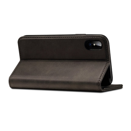 Suteni Calf Texture Horizontal Flip Leather Case for iPhone X / XS, with Holder & Card Slots & Wallet(Black)-garmade.com