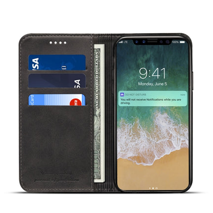 Suteni Calf Texture Horizontal Flip Leather Case for iPhone X / XS, with Holder & Card Slots & Wallet(Black)-garmade.com