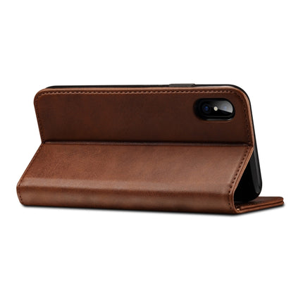 Suteni Calf Texture Horizontal Flip Leather Case for iPhone X / XS, with Holder & Card Slots & Wallet(Coffee)-garmade.com