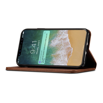 Suteni Calf Texture Horizontal Flip Leather Case for iPhone X / XS, with Holder & Card Slots & Wallet(Coffee)-garmade.com