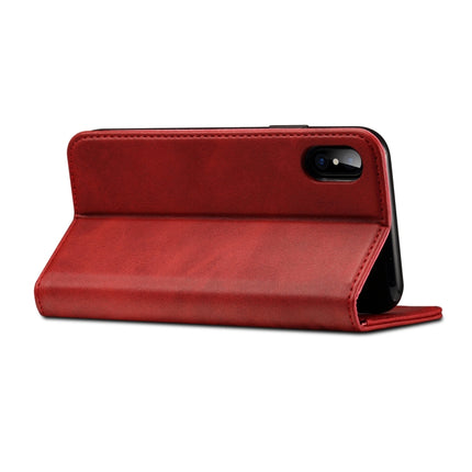 Suteni Calf Texture Horizontal Flip Leather Case for iPhone X / XS, with Holder & Card Slots & Wallet(Red)-garmade.com