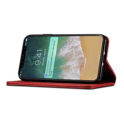 Suteni Calf Texture Horizontal Flip Leather Case for iPhone X / XS, with Holder & Card Slots & Wallet(Red)-garmade.com