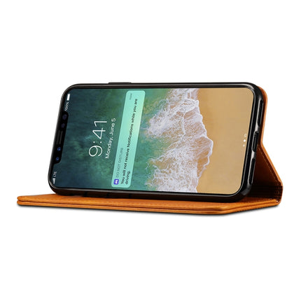 Suteni Calf Texture Horizontal Flip Leather Case for iPhone X / XS, with Holder & Card Slots & Wallet(Brown)-garmade.com