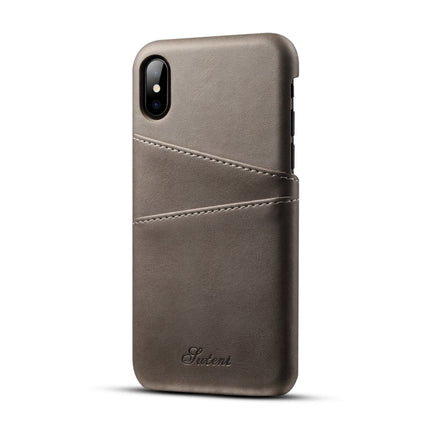Suteni Calf Texture Protective Case for iPhone X / XS, with Card Slots (Grey)-garmade.com