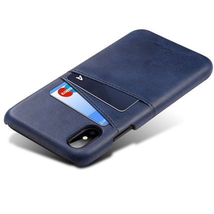 Suteni Calf Texture Protective Case for iPhone X / XS, with Card Slots (Blue)-garmade.com