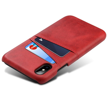 Suteni Calf Texture Protective Case for iPhone X / XS, with Card Slots (Red)-garmade.com