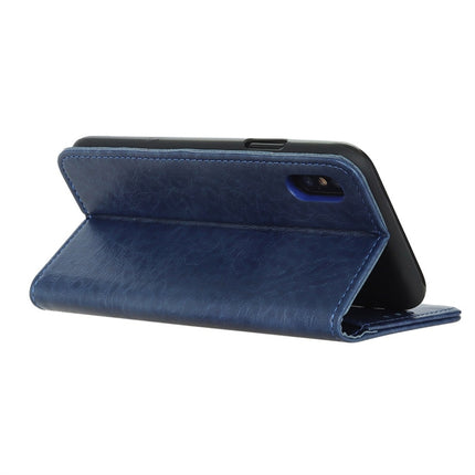 Magnetic Retro Crazy Horse Texture Horizontal Flip Leather Case for iPhone X / XS, with Holder & Card Slots & Wallet (Blue)-garmade.com