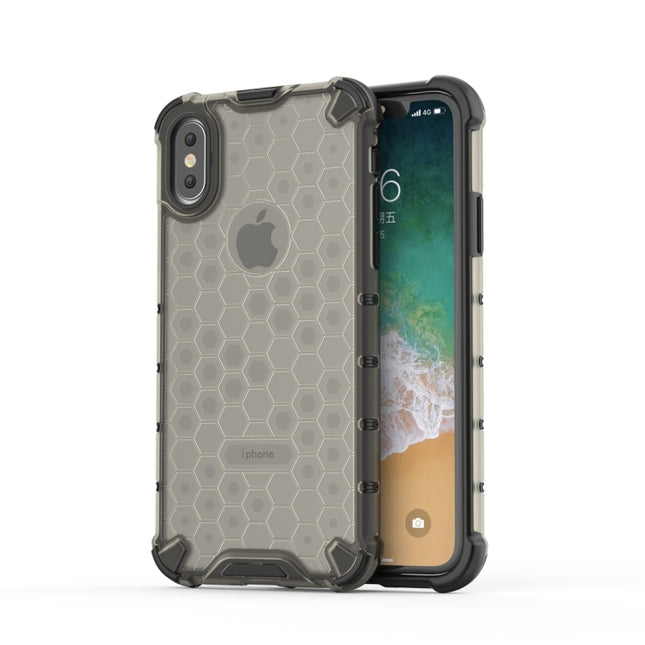 Shockproof Honeycomb PC + TPU Protective Case for iPhone X / XS (Black)-garmade.com