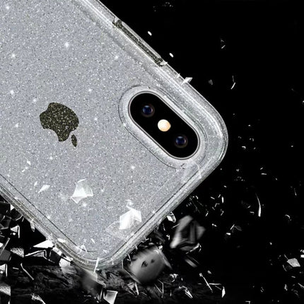 Shockproof Terminator Style Glitter Powder Protector Case for iPhone X / XS (White)-garmade.com