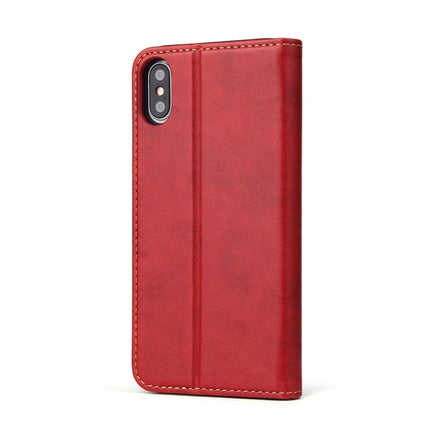 Dermis Texture PU Horizontal Flip Leather Case for iPhone X / XS, with Holder & Card Slots & Wallet(Red)-garmade.com