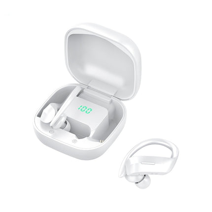 258 Wireless Ear-mounted Bluetooth Earphone with Charging Box & Digital Display, Support Touch & HD Call & Voice Assistant & NFC (White)-garmade.com